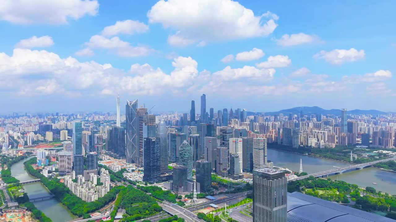 广州琶洲CBD航拍视频素材画面1