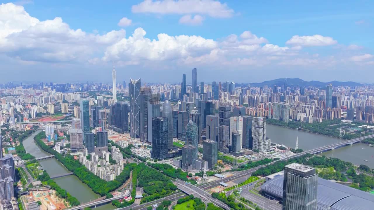 广州琶洲CBD航拍视频素材画面1