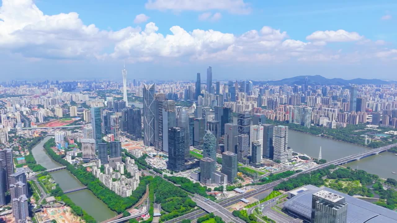 广州琶洲CBD航拍视频素材画面1