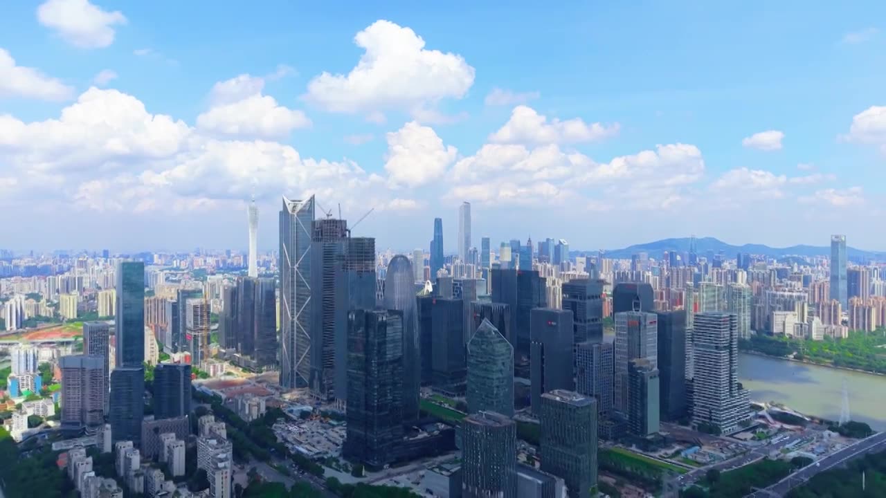 广州琶洲CBD航拍视频素材画面1
