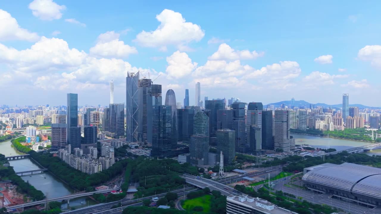 广州琶洲CBD航拍视频素材画面1