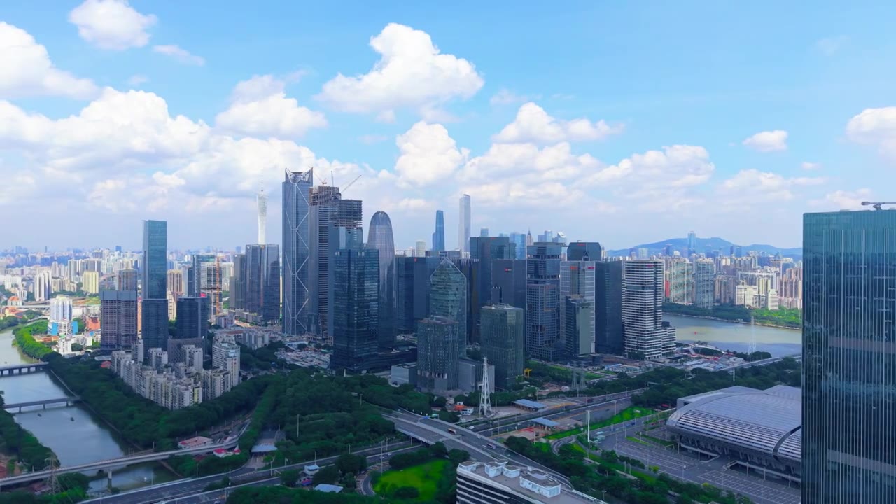 广州琶洲CBD航拍视频素材画面4