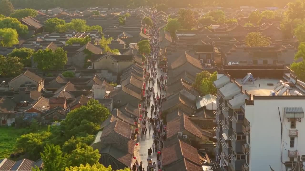 扬州日出地标航拍合集视频素材画面1