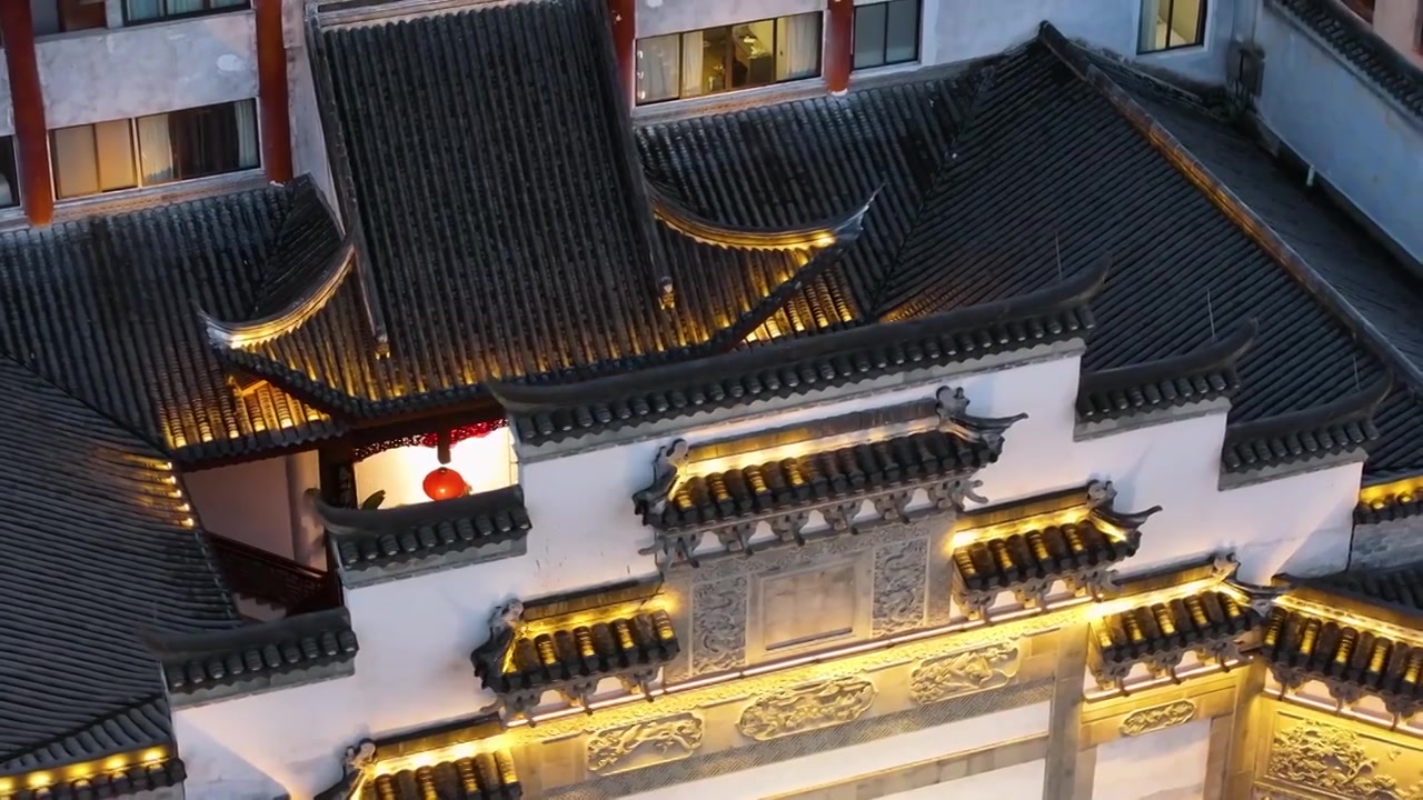 4K航拍怀化市洪江区洪江古商城夕阳视频素材画面4