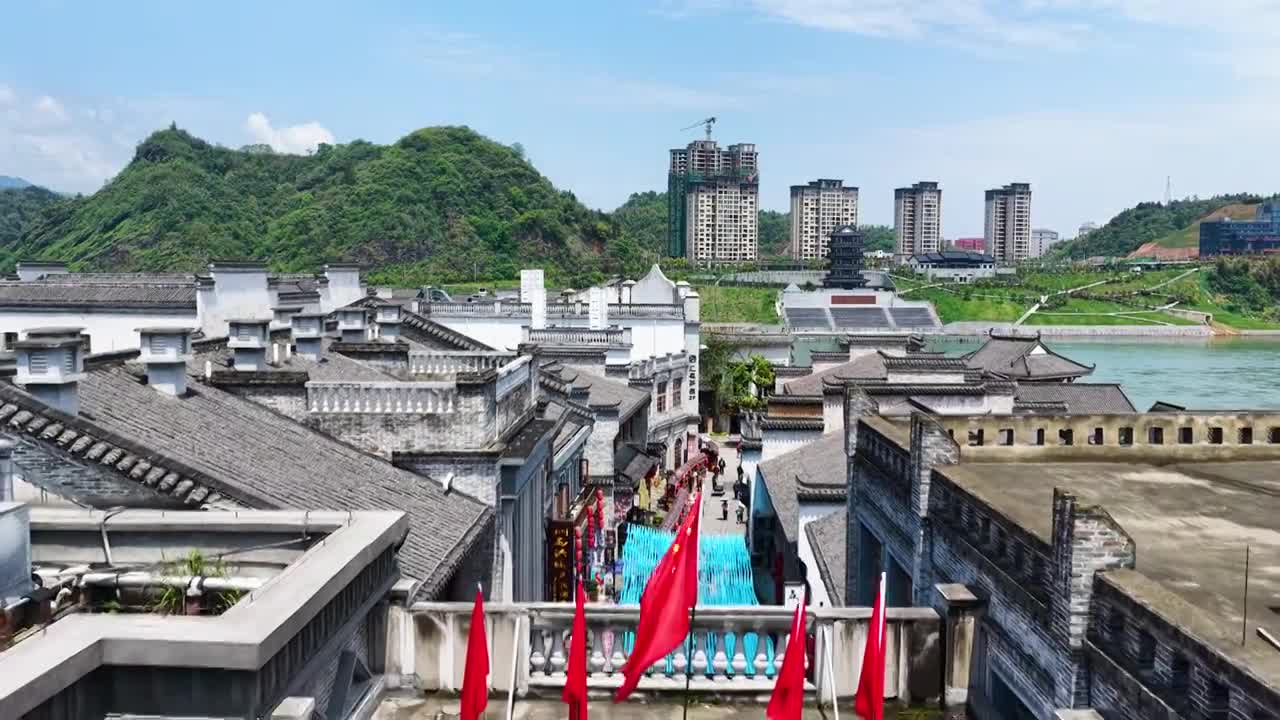 4K怀化市洪江区洪江古商城视频素材画面3