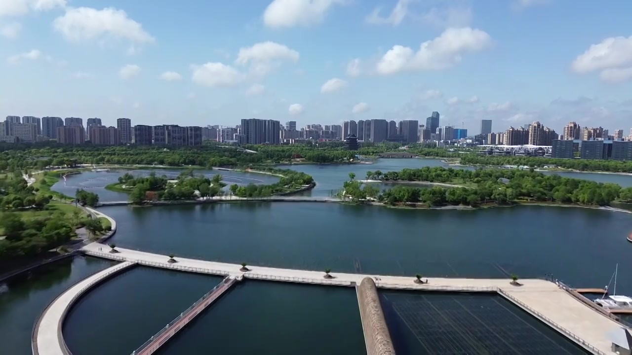 JW万豪酒店，上海之鱼景区，上海市奉贤区，无人机航拍影像视频素材画面4