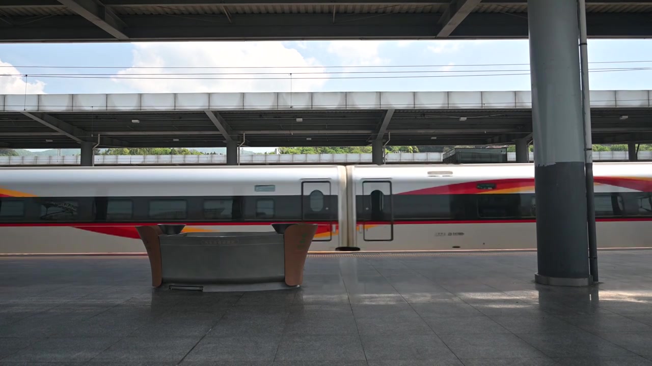 高铁动车驶离火车站视频素材画面3