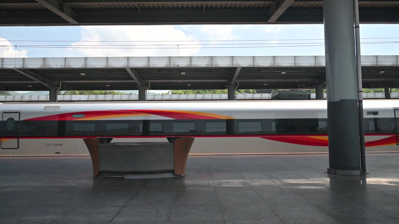 高铁动车驶离火车站视频素材画面4