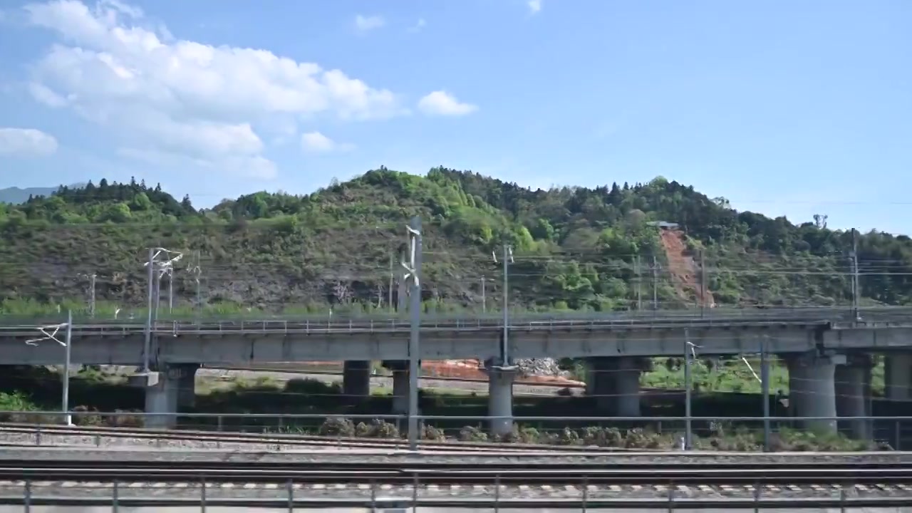 高铁动车旅途中的风光视频素材画面4