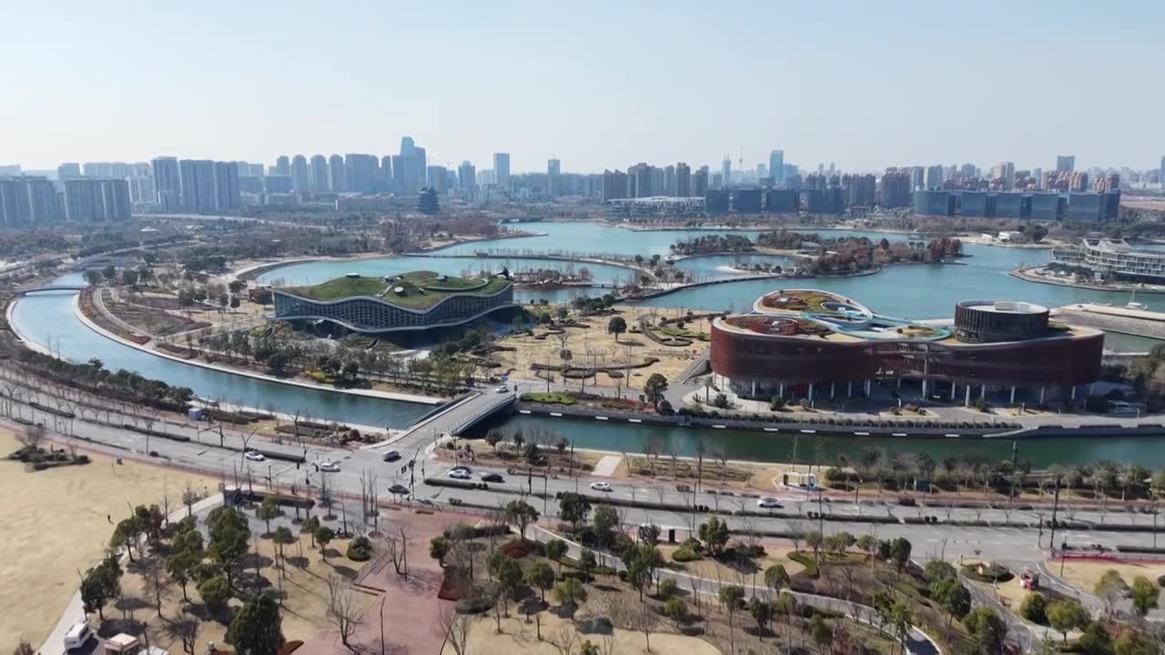 上海奉贤上海之鱼（金海湖）风光视频素材画面1