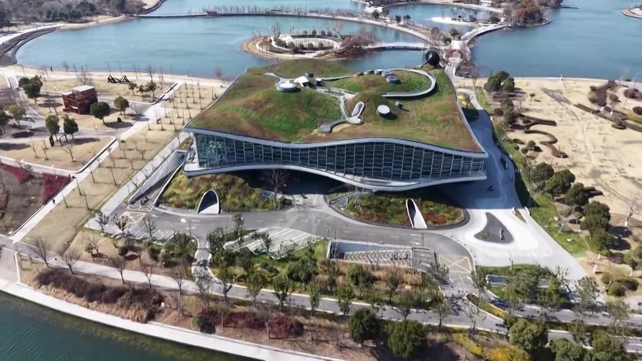 上海奉贤上海之鱼（金海湖）风光视频素材画面1