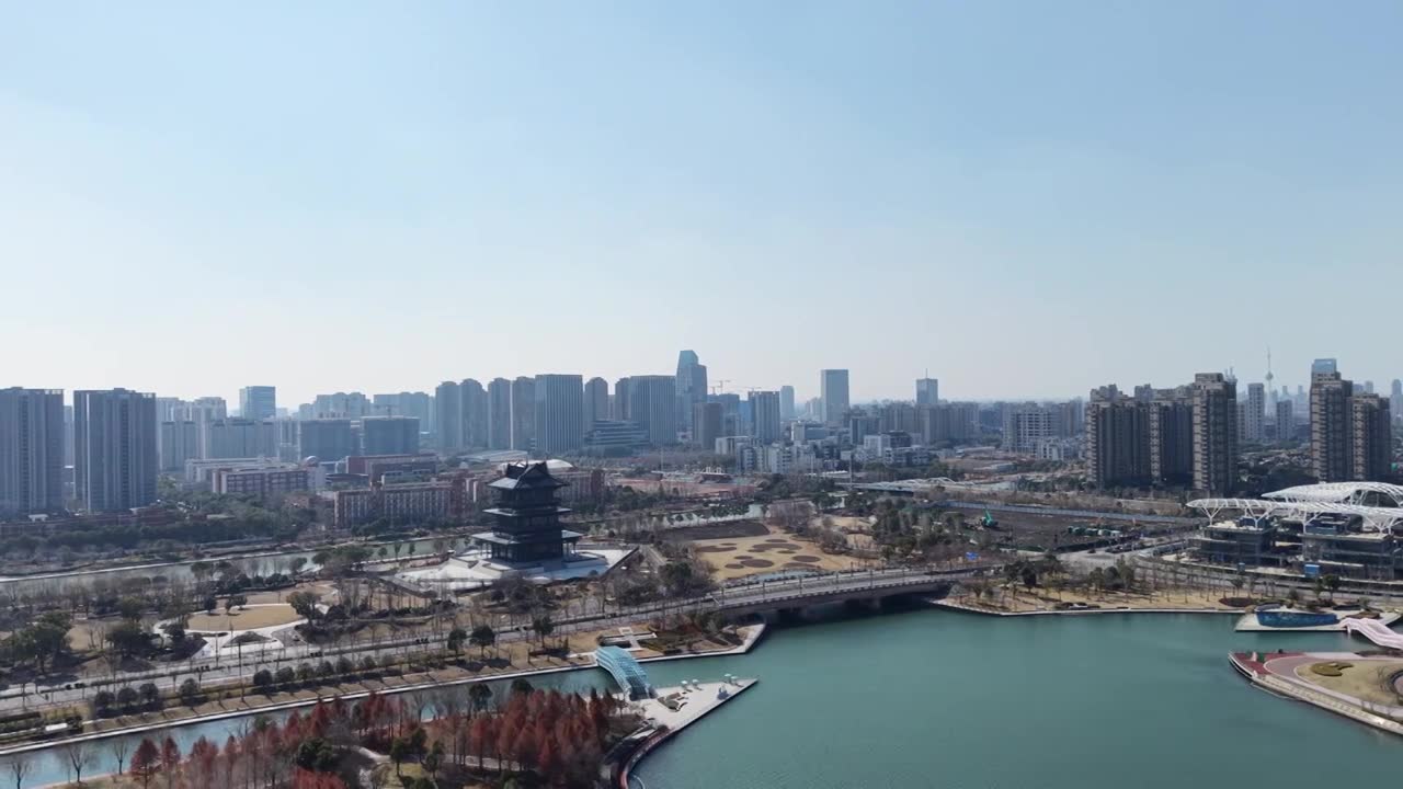 上海奉贤上海之鱼（金海湖）风光视频素材画面1