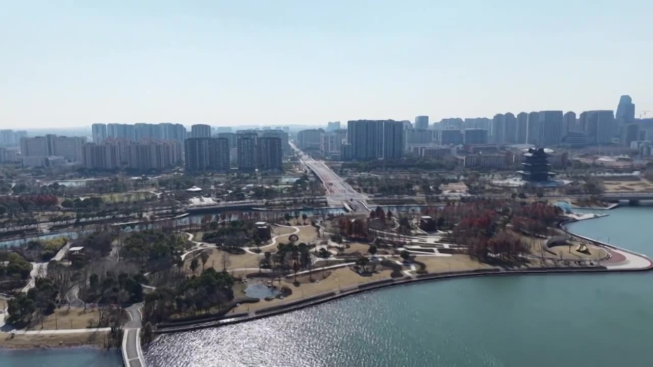 上海奉贤上海之鱼（金海湖）风光视频素材画面1
