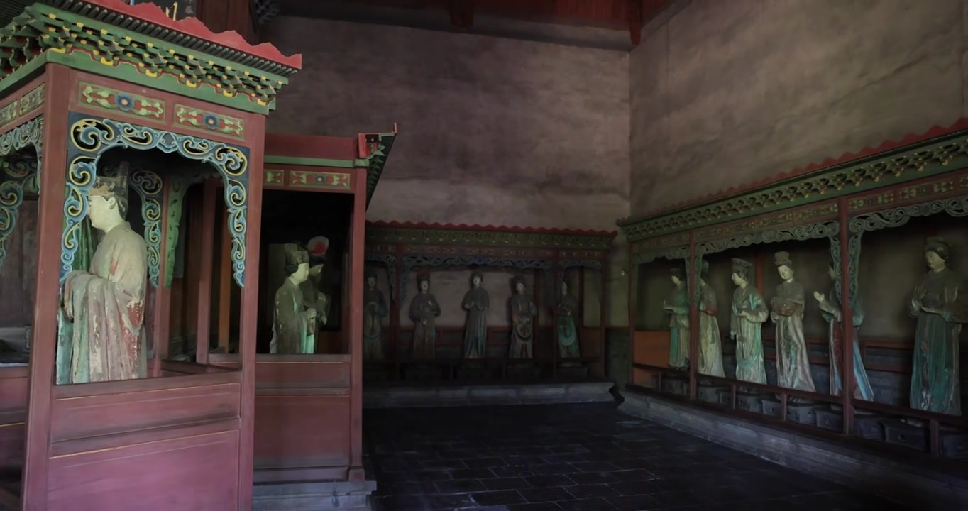 山西太原晋祠宋代彩塑西周武王后、唐叔虞之母邑姜视频素材画面3