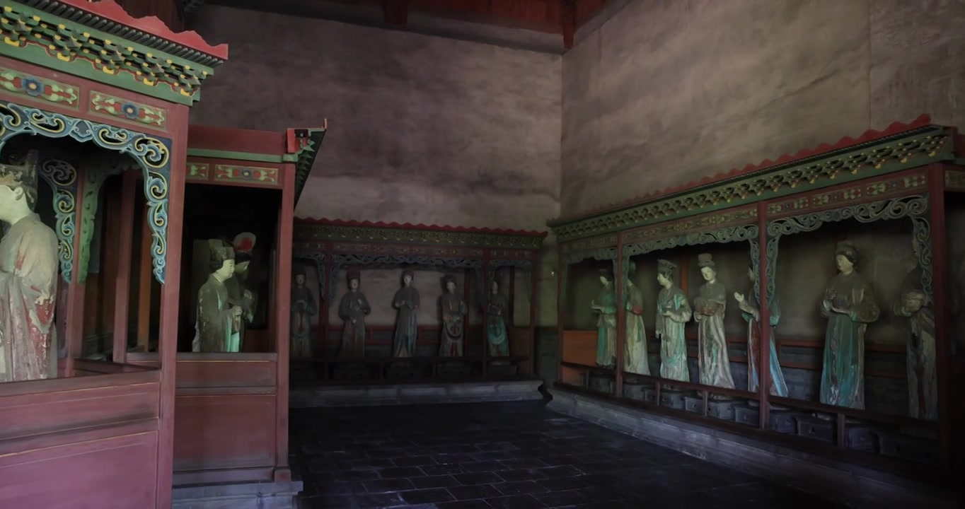 山西太原晋祠宋代彩塑西周武王后、唐叔虞之母邑姜视频素材画面4