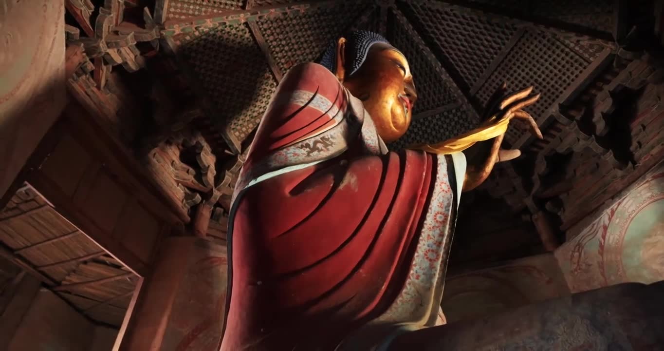 山西应县木塔释迦牟尼佛造像视频素材画面1