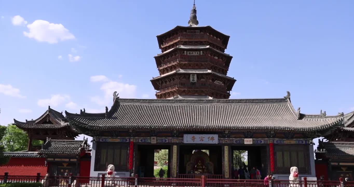 山西朔州应县木塔世界最高纯木古塔视频素材画面1