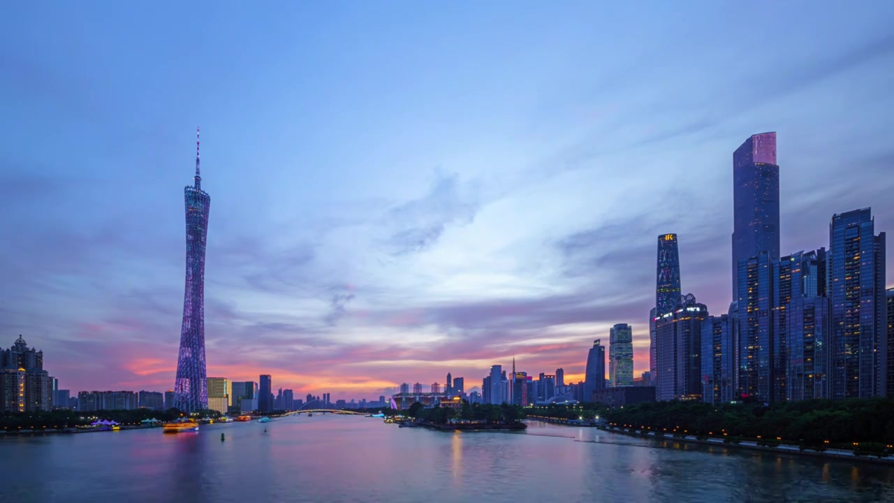广州塔黄昏延时视频素材画面3