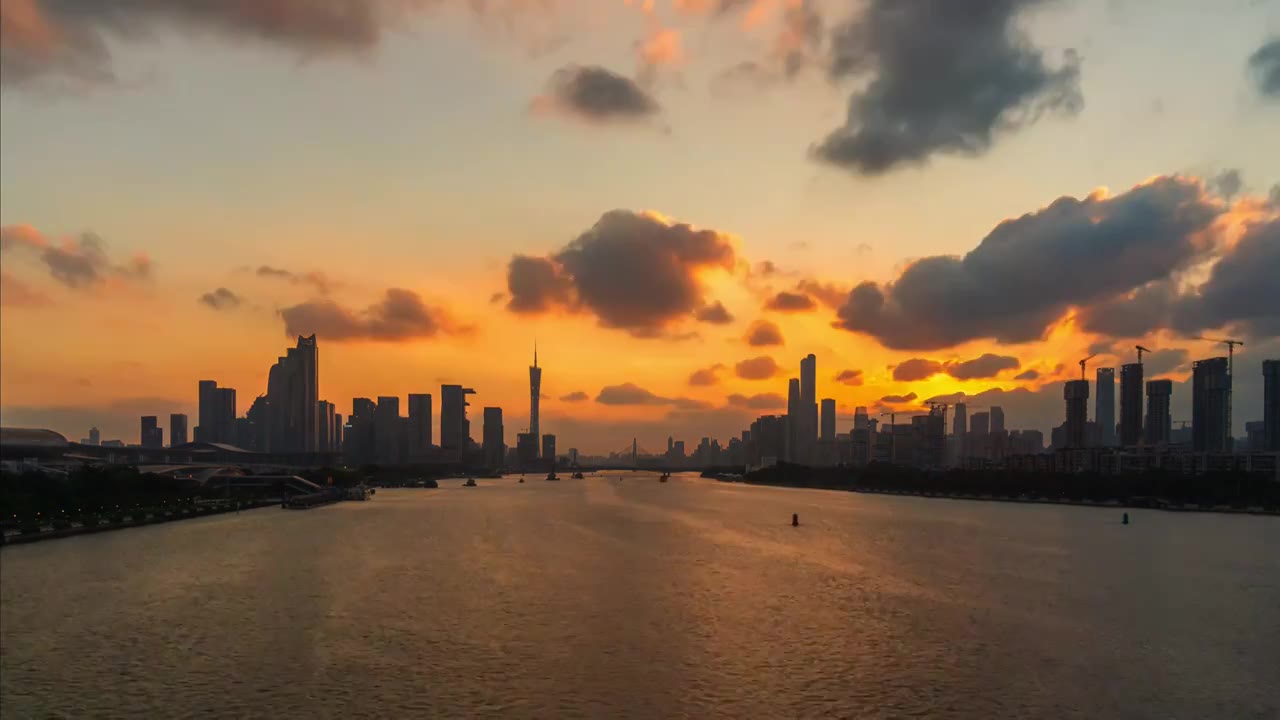 广州黄昏天际线景观视频素材画面1
