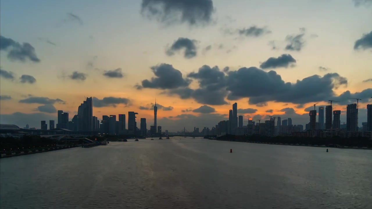 广州黄昏天际线景观视频素材画面3