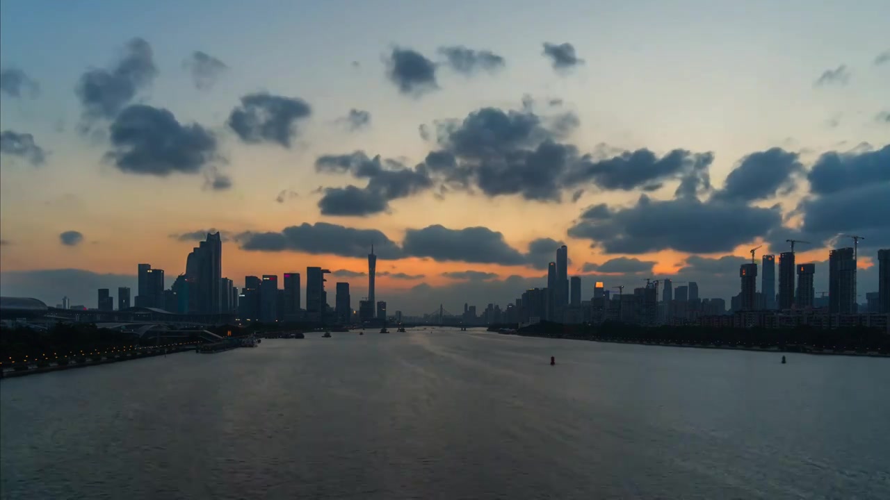 广州黄昏天际线景观视频素材画面4