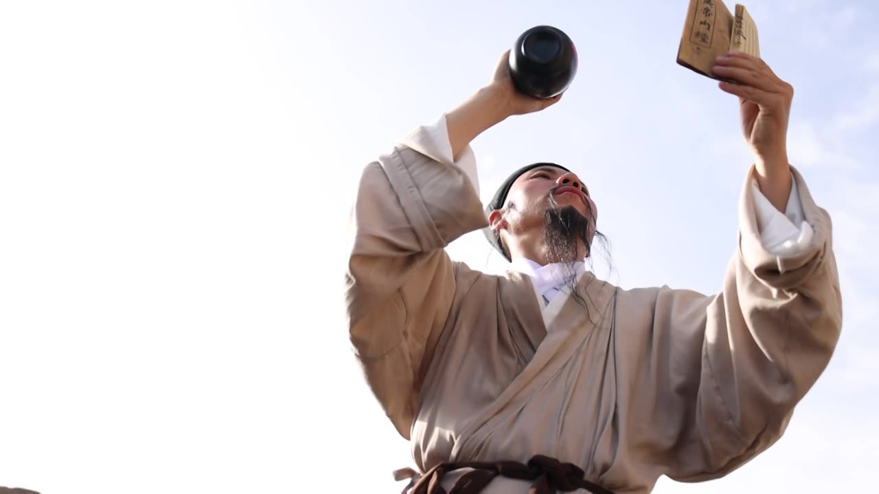 古代浪漫主义诗人对酒当歌视频素材画面1