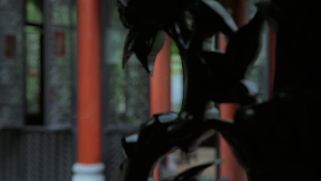 广东四大名园清晖园屋檐窗花门厅中近景特写视频素材画面1