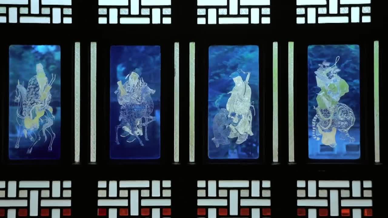 广东四大名园清晖园屋檐窗花门厅中近景特写视频素材画面1