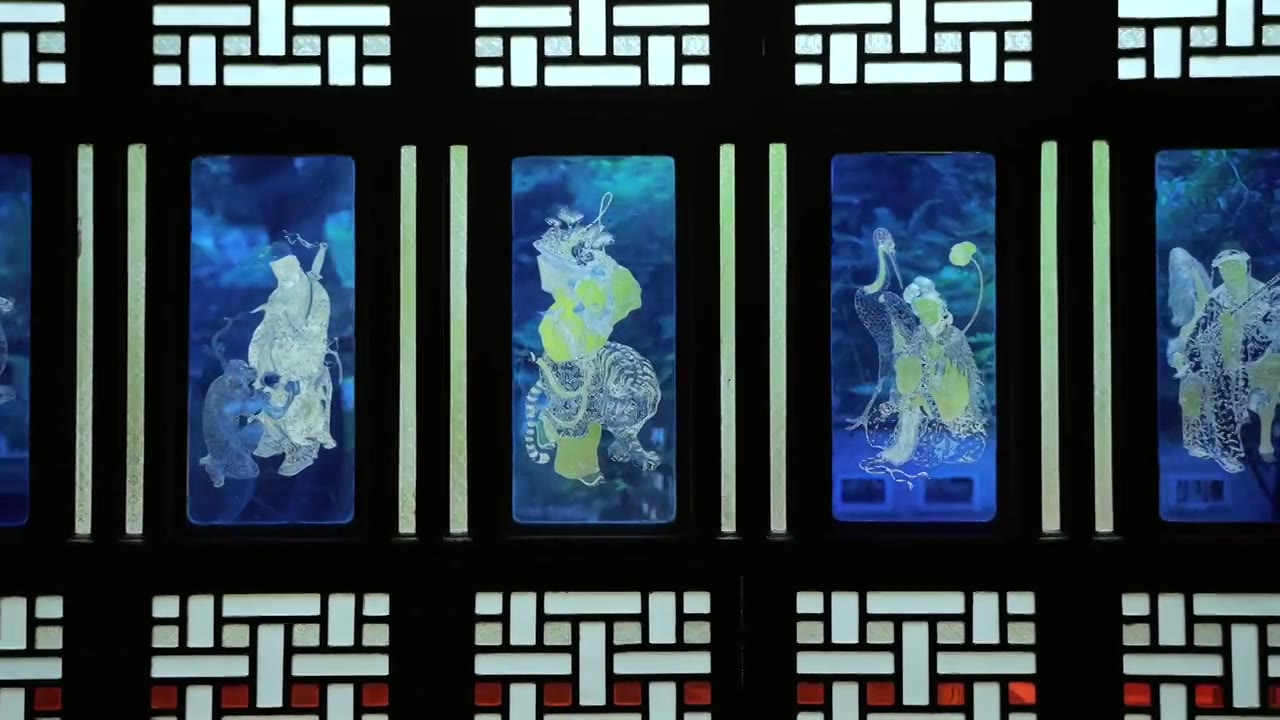广东四大名园清晖园屋檐窗花门厅中近景特写视频素材画面3