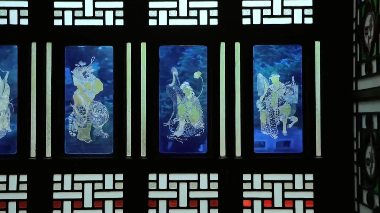 广东四大名园清晖园屋檐窗花门厅中近景特写视频素材画面4