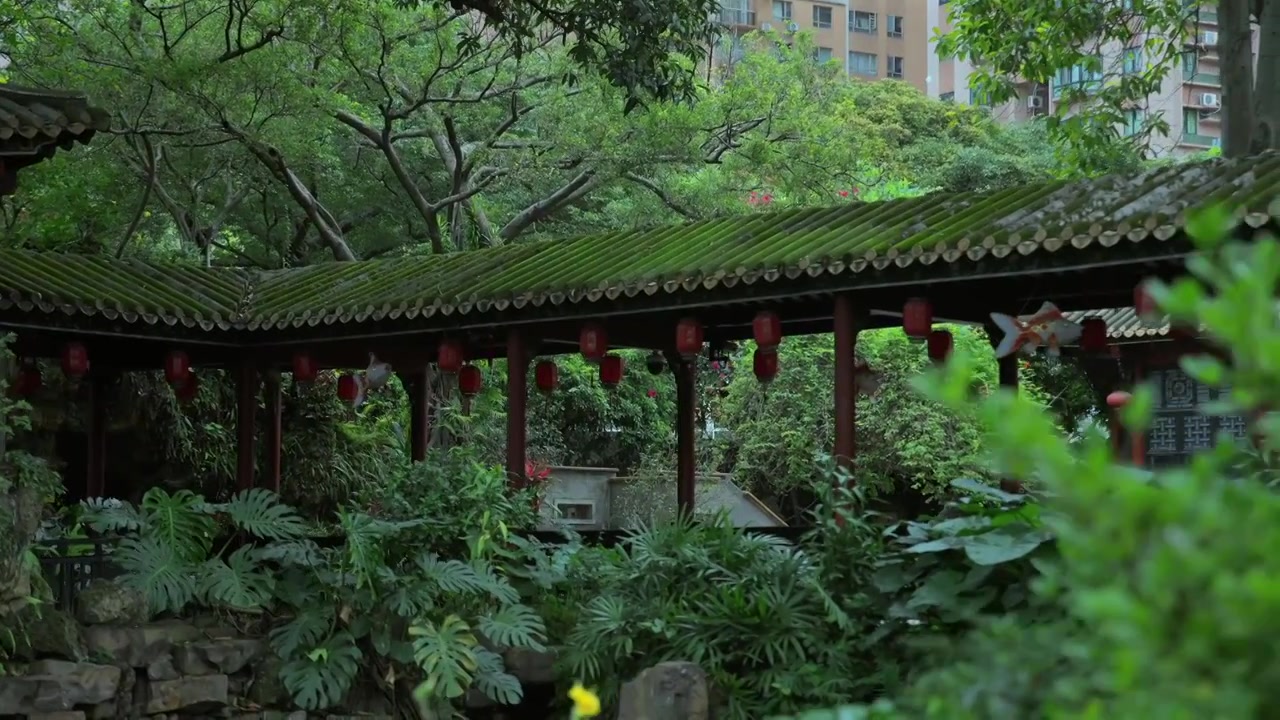 广东四大名园清晖园屋檐窗花门厅中近景特写视频素材画面3