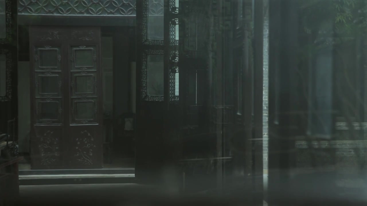 广东四大名园清晖园屋檐窗花门厅中近景特写视频素材画面1