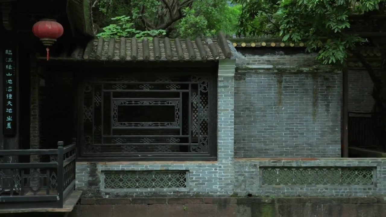 广东四大名园清晖园屋檐窗花门厅中近景特写视频素材画面4