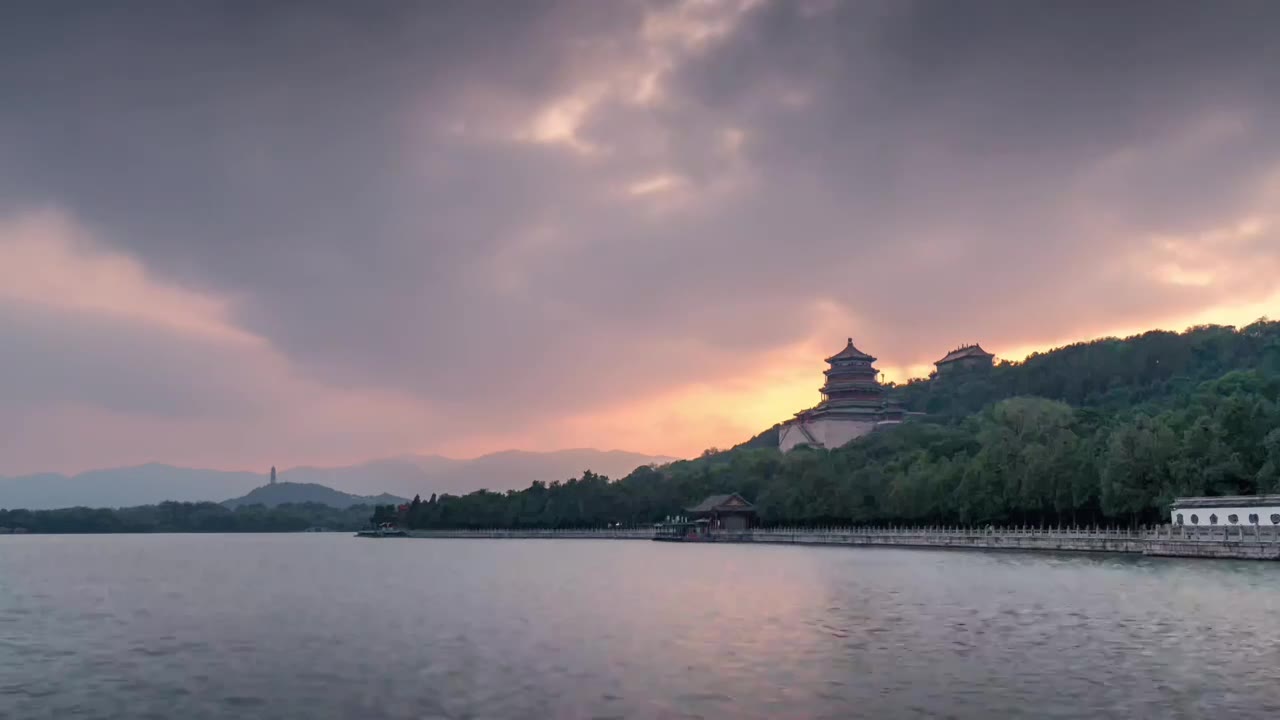 颐和园晚霞视频素材画面1