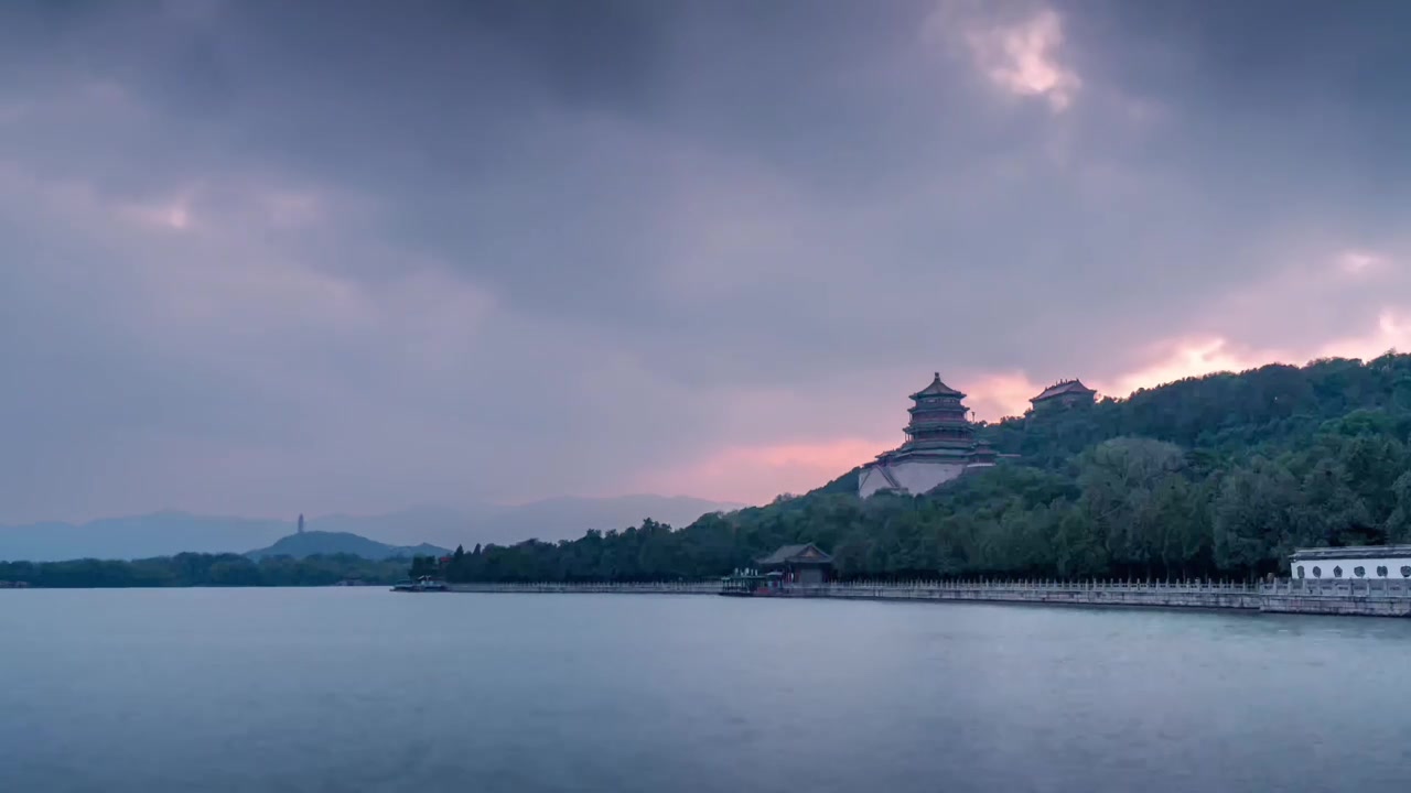 颐和园晚霞视频素材画面4
