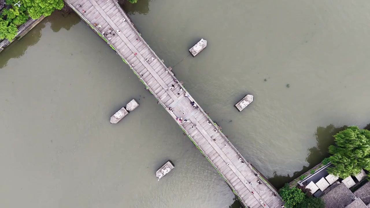 浙江杭州京杭大运河拱宸桥航拍视频素材画面4