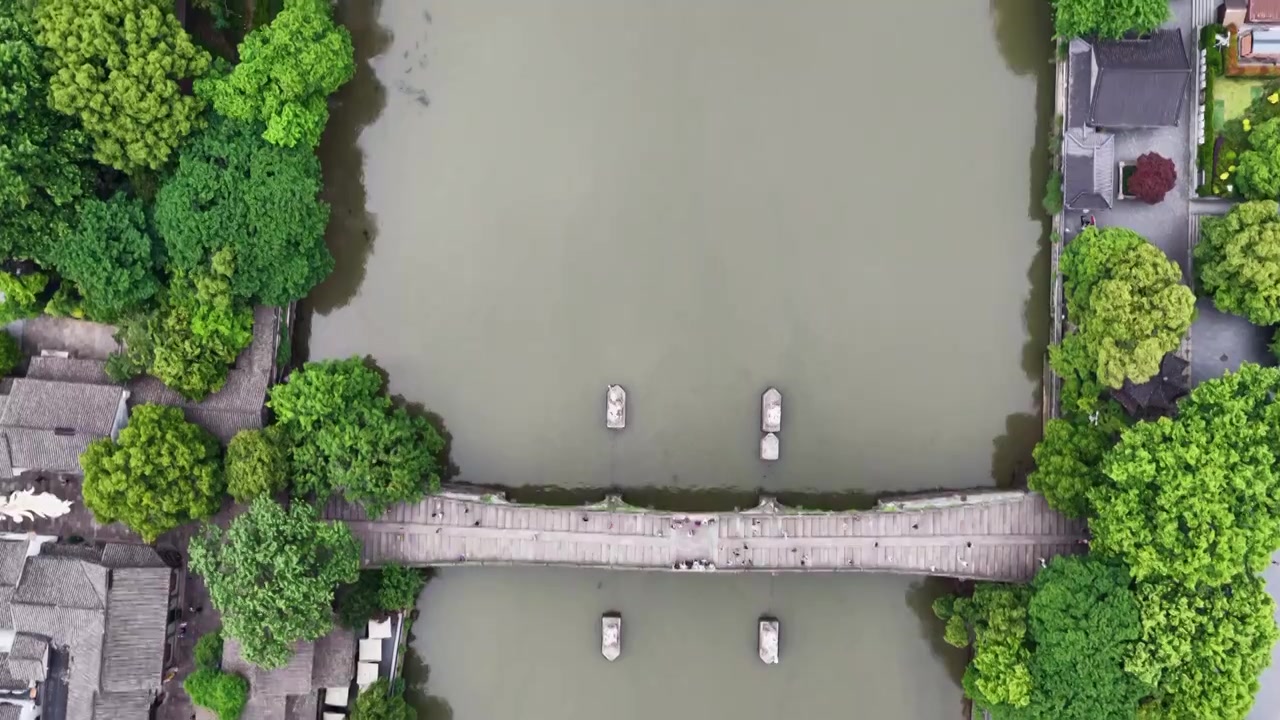 浙江杭州京杭大运河拱宸桥航拍视频素材画面3