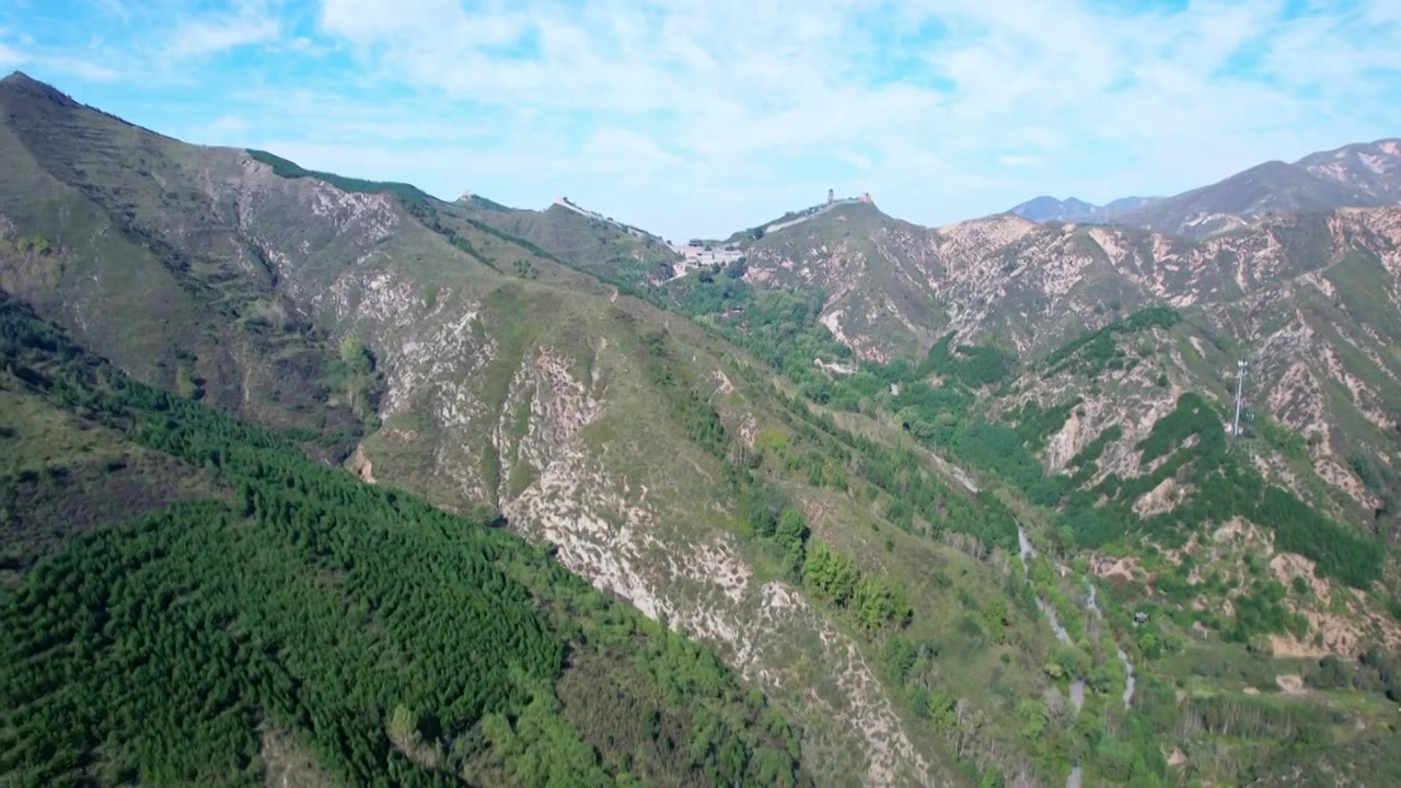 4K山西省忻州市雁门山雁门关航拍视频素材画面3