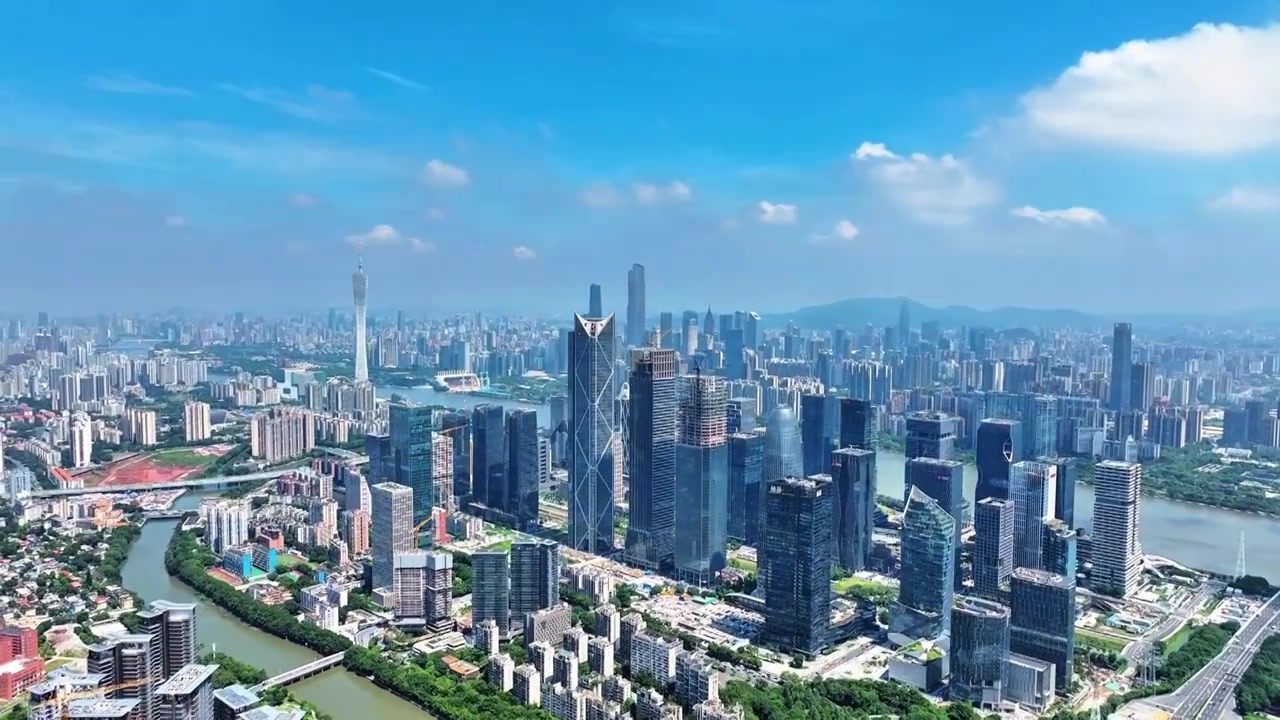 广州天际线航拍视频素材画面3