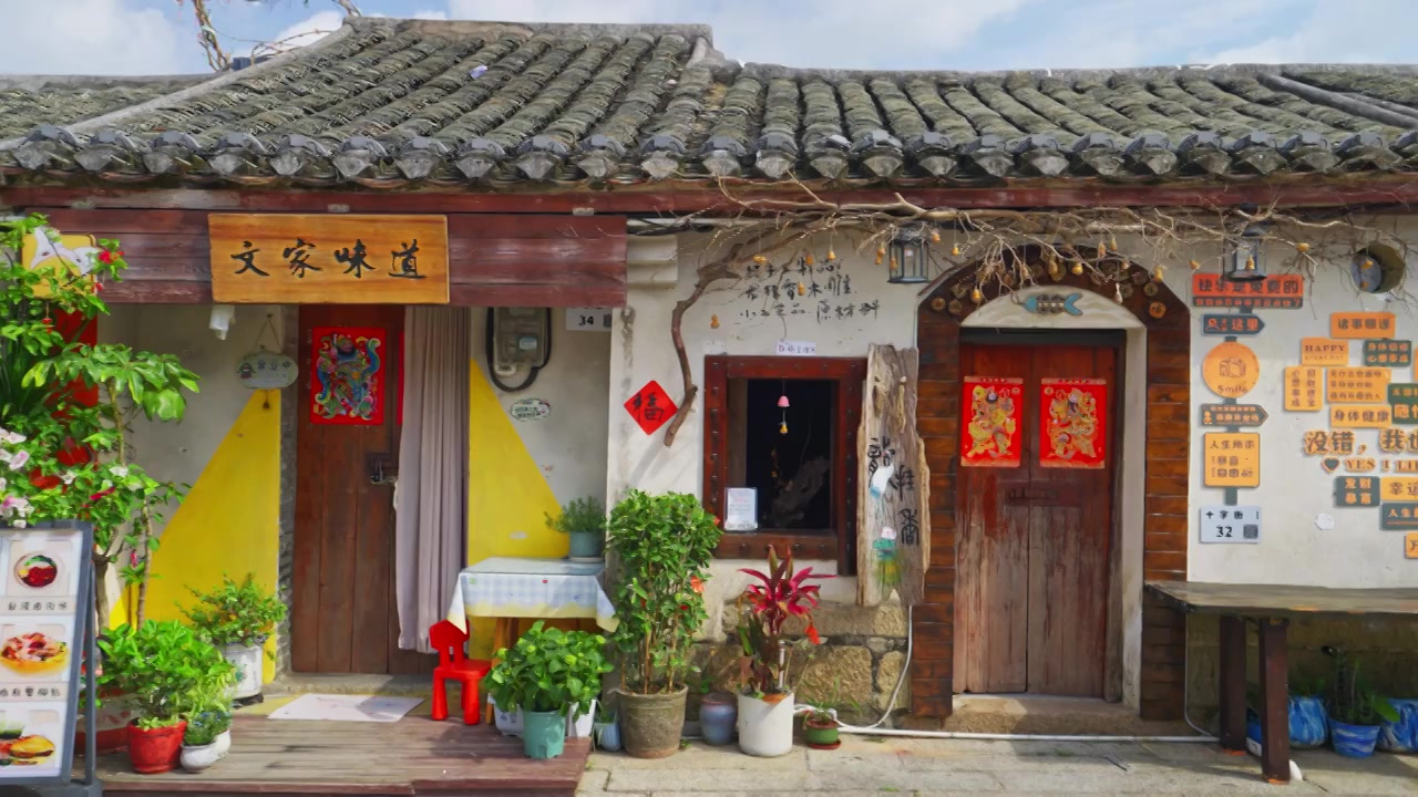 传统民居门前景象视频素材画面3