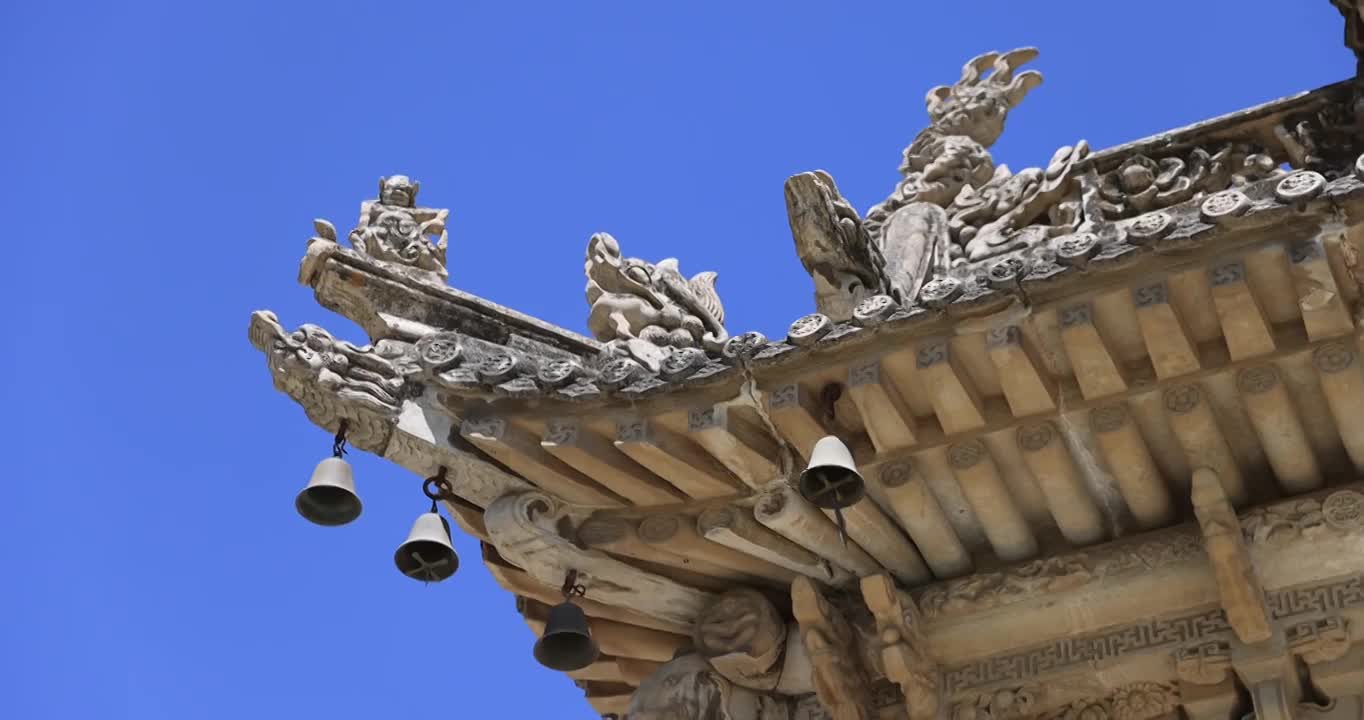 合集-山西五台山龙泉寺古建筑石雕艺术视频素材画面1
