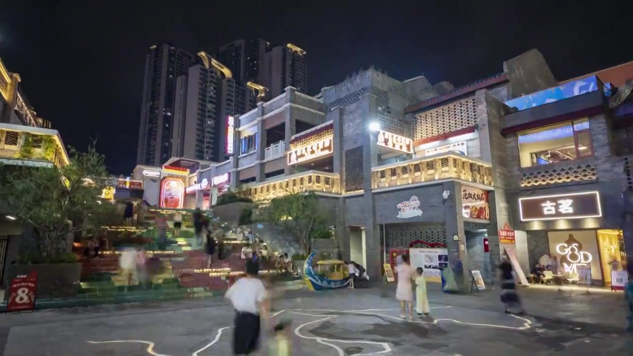 广西南宁中山路步行街美食街骑楼老街视频素材画面3
