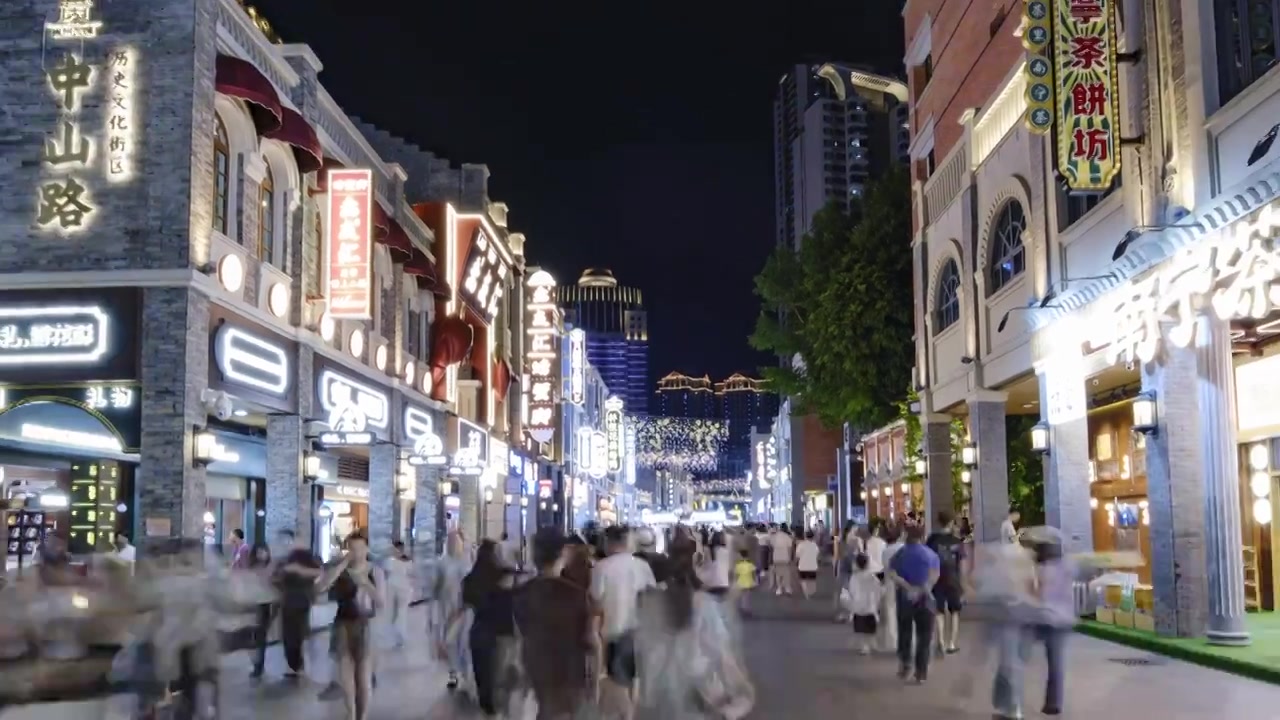 广西南宁中山路步行街美食街骑楼老街视频素材画面3