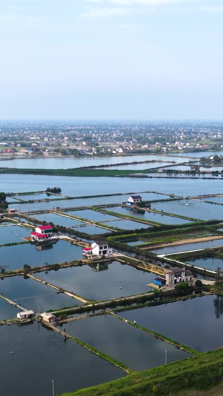 航拍湖南益阳来仪湖国家湿地公园及田野视频素材画面1