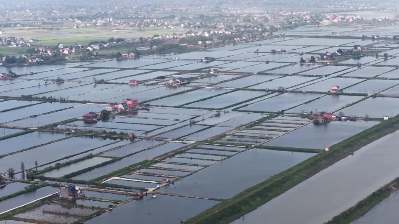 航拍湖南益阳来仪湖国家湿地公园及田野视频素材画面1