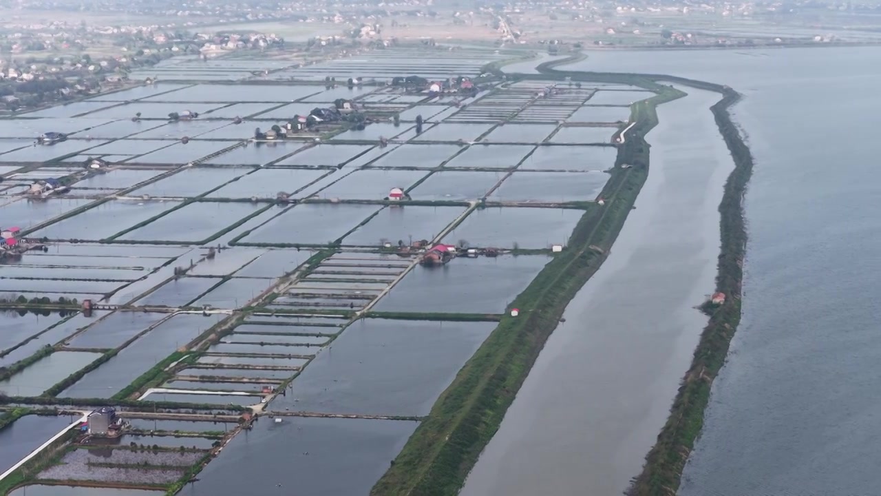 航拍湖南益阳来仪湖国家湿地公园及田野视频素材画面4