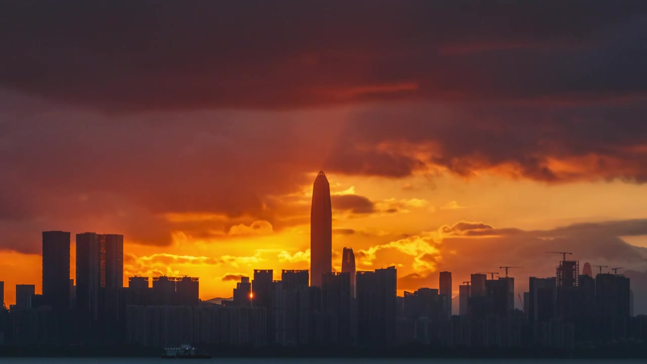 深圳平安金融中心日出延时4K视频素材画面1
