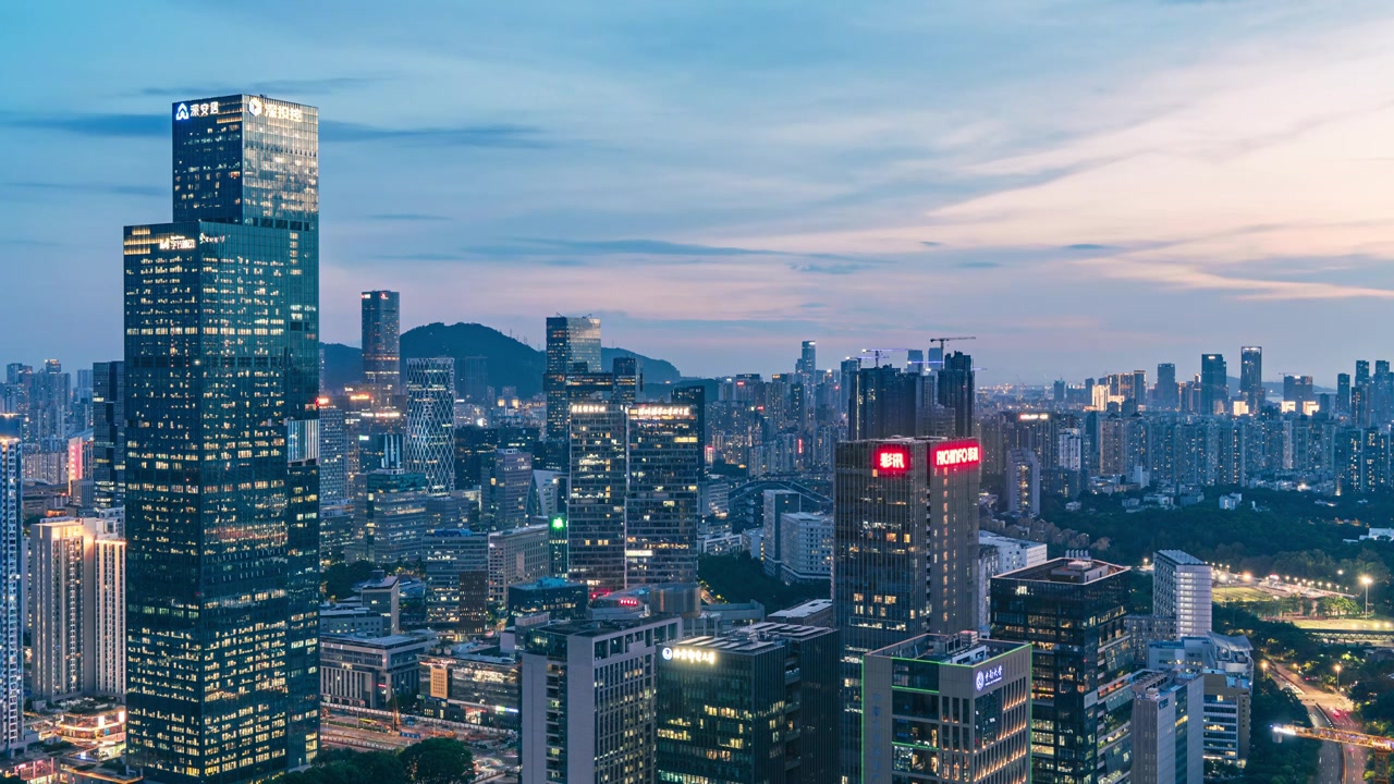 深圳南山后海深圳湾科技园傍晚夜景8k延时视频素材画面3