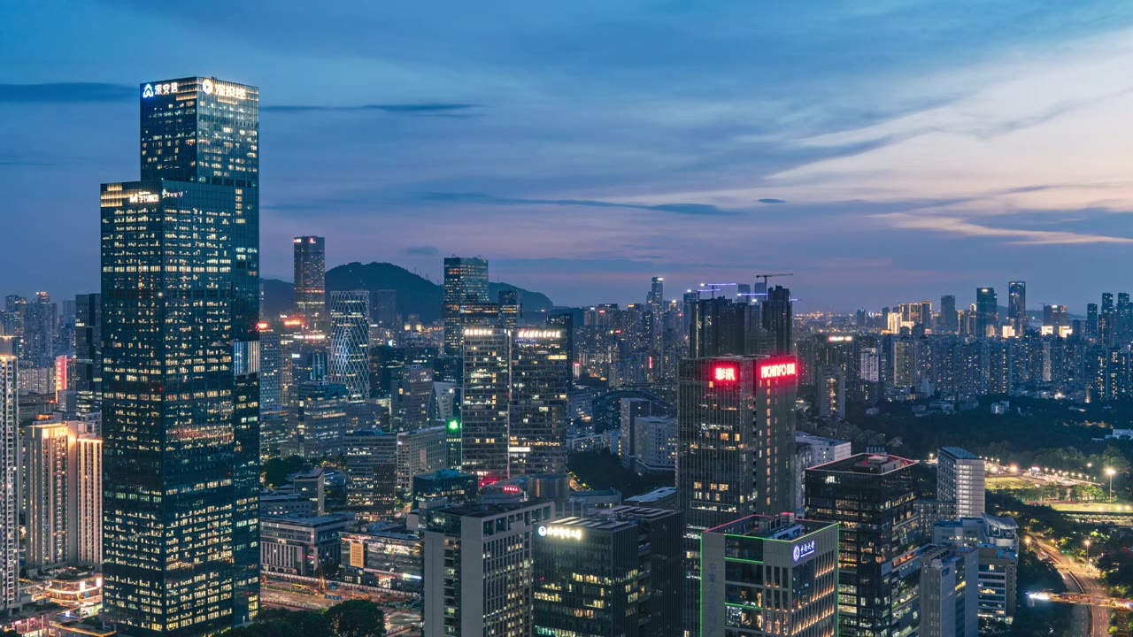 深圳南山后海深圳湾科技园傍晚夜景8k延时视频素材画面4