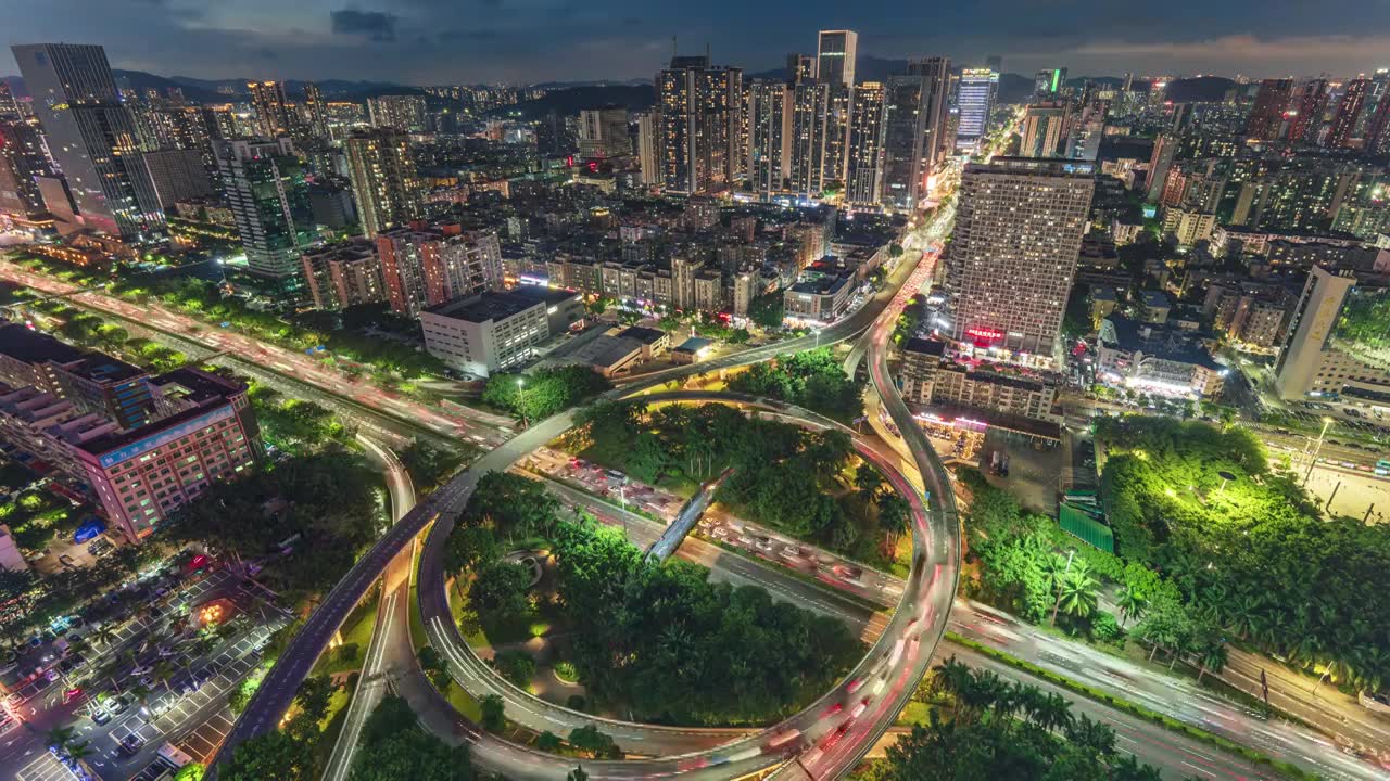 深圳创业立交城市高峰期车流夜景8k延时视频素材画面1